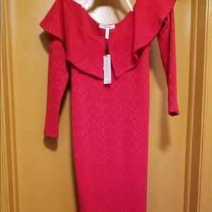 Bcbg generation red off the shoulder midi dress